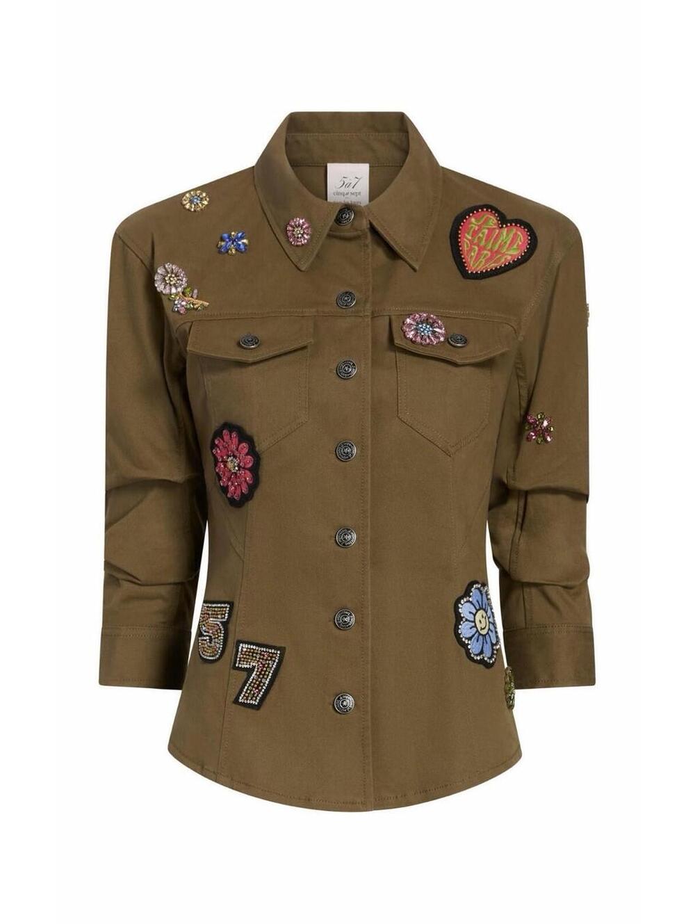 New Cinq à Sept RETRO LOVE PATCHES SCRUNCHED CANYON JACKET In Olive Sz L $595